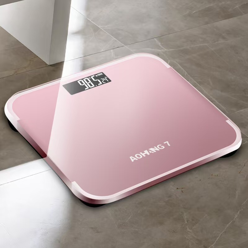 Rechargeable LED weight scale with tempered glass screen and clear digital display for home and gym use