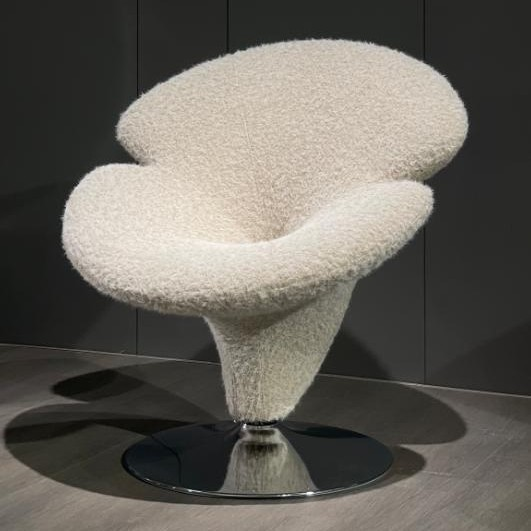 Designer Eco-Friendly Fabric Revolving Flower Shaped Swivel Accent Chair for Living Room Bedroom Apartment & School Use