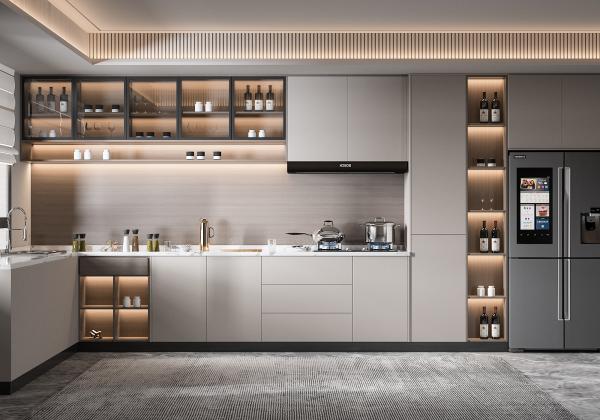 Gabinete de cocina moderno personalizado con armario y grifo