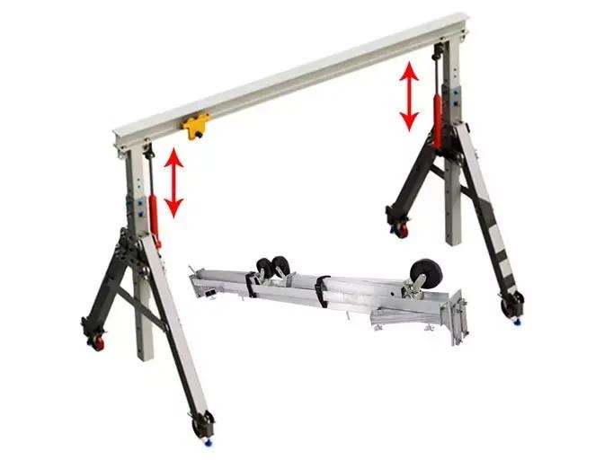 Portable Adjustable Aluminum Gantry Crane, 0.5Ton -5Ton Lightweight Mobile