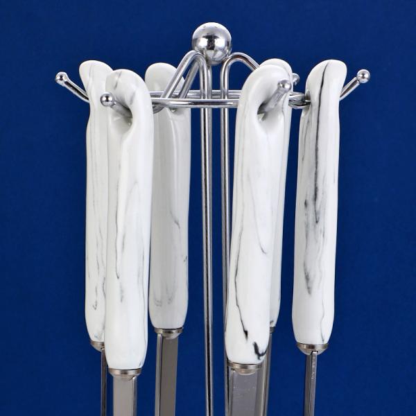 6 Pieces Stainless Steel Kitchen Utensil Sets Luxury Marble Handle Custom Logo