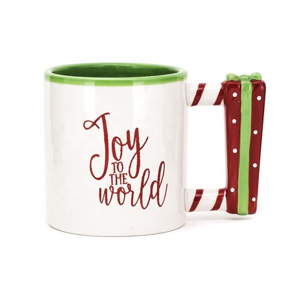 coffee bulk mugs Christmas 10OZ ceramic mug with 3D holder porcelain christmas dinnerware