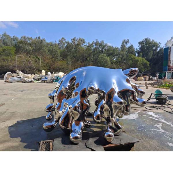Escultura de animales de tortuga abstracta de acero inoxidable pulido como adornos de jardín