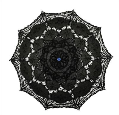 Vintage Lace Wedding Parasol Umbrella 48cm White black and beige colors
