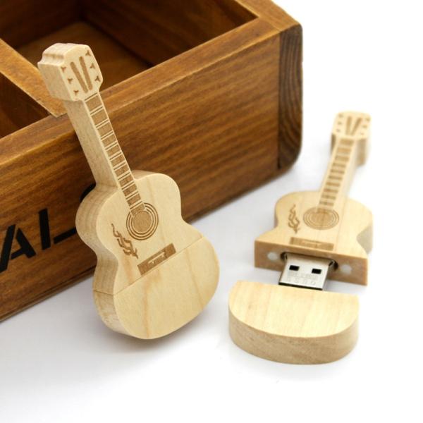 Guitar Shape Promo Gifts Wooden USB flash Drives 32Gb With Nice Gift Wood Packing