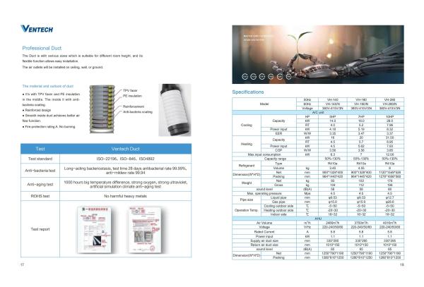 2480m3/h 2 Ton Air Conditioning System / 5hp 2 Ton Central Air Conditioner