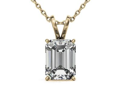 1.05ct Emerald Cut 14k Gold Necklaces Dia 7×5mm Bezel setting Type