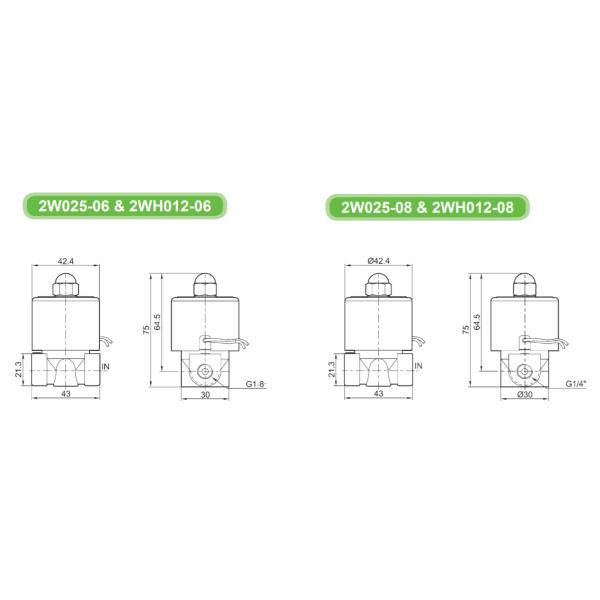 Válvulas electromagnéticas del agua de cobre amarillo de 2W025-08 AC220V DC24V