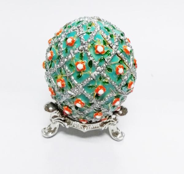 Faberge Egg Trinket Jewelry Box with Rose for Sale Rose Jewelry Trinket Box Rose Green Egg Christmas Wedding Gift