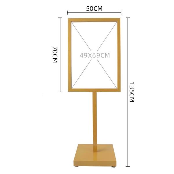 Customizable Metal Floor Sign Stands Double Face Poster Display Stand 50 X 70cm Matt Black