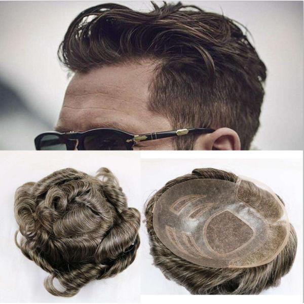 Human Hair Toupee for Men Remy Hair Grade and Full Cuticle