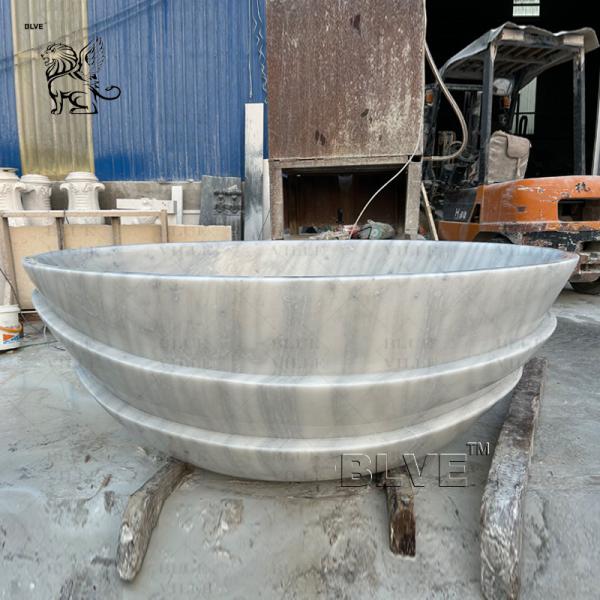 White Oval Marble Bathtub Natural Stone Bathroom Bath Freestanding European Style Home Decoration