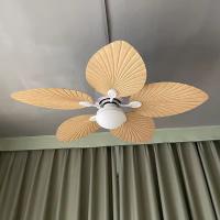 220v Ventilateur tropical rétro décoratif sophistiqué Plafond 5 ABS Palmes à feuilles Dc Bldc Ventilateur cellulaire à commande à distance avec lumière