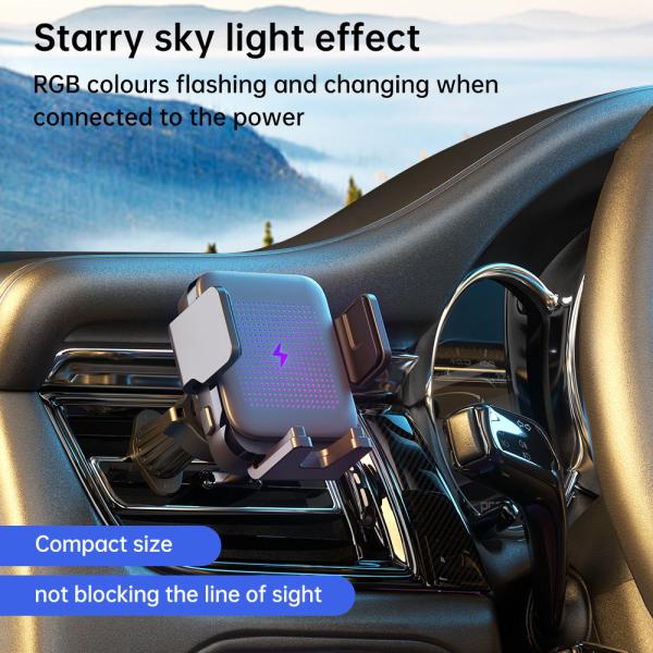 Starry Night Light Carregador de carro sem fio do Iphone para celulares de tela pequena