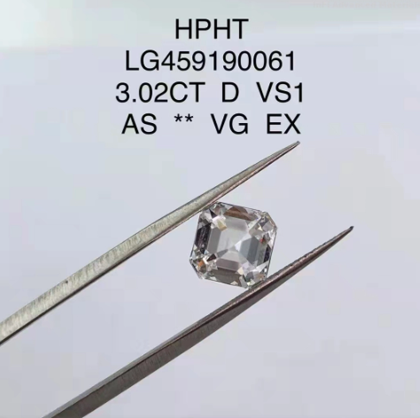 3.02 Ct D VS1 EX Лабораторно выращенный бриллиант Ювелирные изделия HPHT Квадратный изумрудный бриллиант