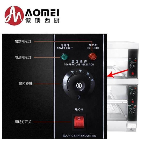 Vitrine de aquecimento de alimentos inoxidáveis elétricos com capacidade de 45 kg e temperatura ajustável