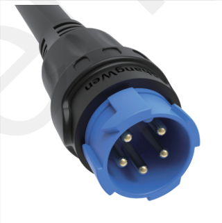 5pin Blue M19 Connector 15A Solder Overmolded Aluminum Alloy Shell Nylon IP67