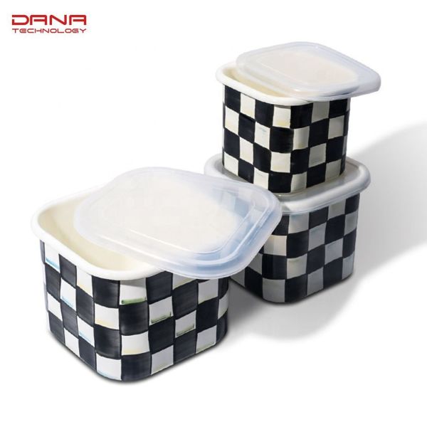 Health Care Hygienic Enamel Square Mini Milk Noodle Mug Pot 1.45L 2.65L Cooking Tool