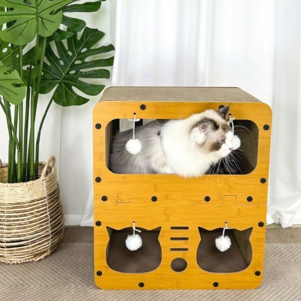 Wholesale Classic Modern Cat Interactive Scratcher Nest Playful Corrugated Paper Carton Packaged Cat Scratch Board Cat Toy