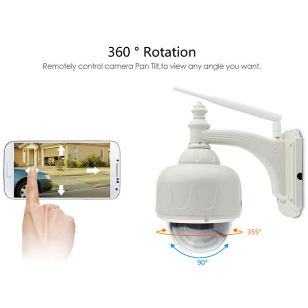 Night VisionWiFi Surveillance Camera , Ptz Dome Camera Outdoor White Metal Case