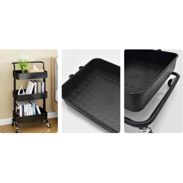 Wear Resistant Kitchen 45KG Bearing ABS 3 Shelf Trolley