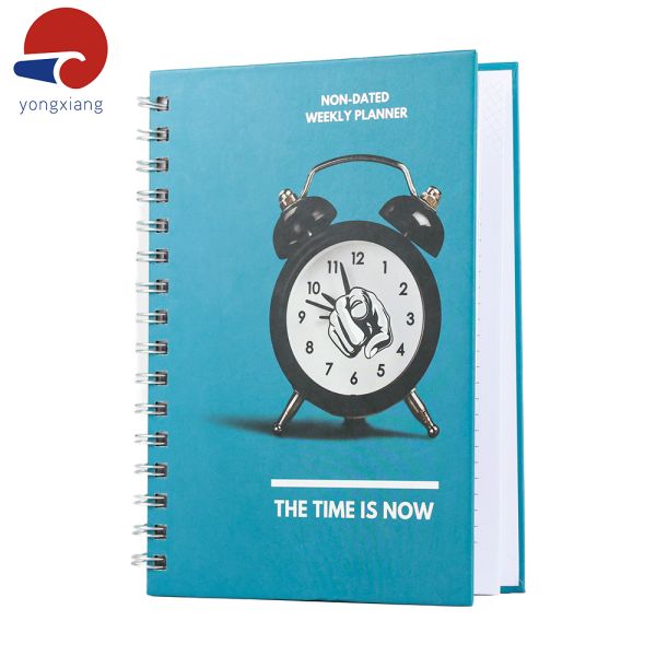 Color Printed Custom Hardcover Journal Spiral Binding Custom Weekly Planner With Elastic Band