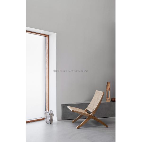 Dining Chair Nordic Lounge Solid Wood Chair Design Classical Woven Rope Non-Foldable