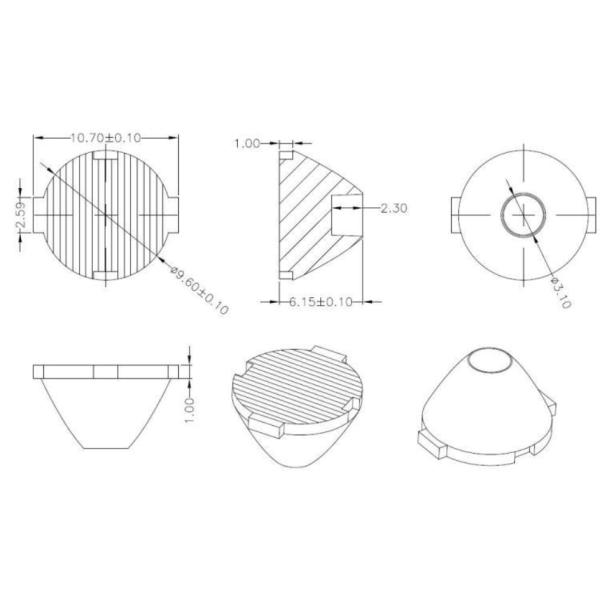 Коммерчески материал света потока 9.6x6.2mm СИД объектива прозрачный PMMA