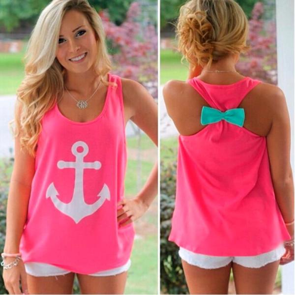 Summer Style Women's Anchor Tanks Top Fitness Debardeur Female Vest Tops