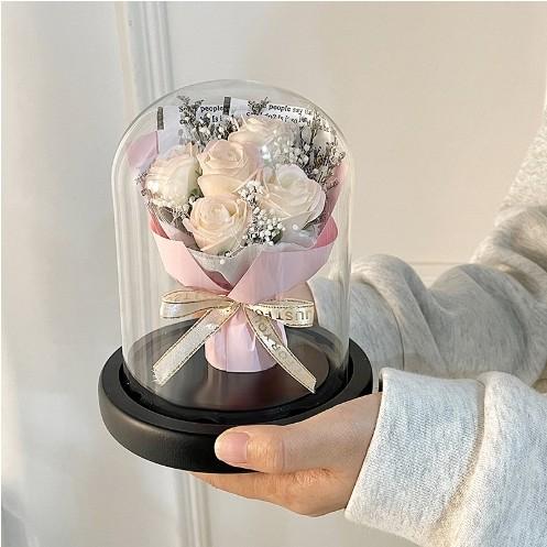 Woolen French Romantic Simulation Flower Hug Bucket Ornaments Creative Lighted Rose Bouquet Valentine's Day Gift Hand-held Flower Bag 11x15cm