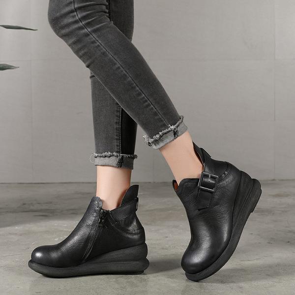 S235 Factory retro thick-soled leather heightened short boots Martin boots women fashion boots women shoes
