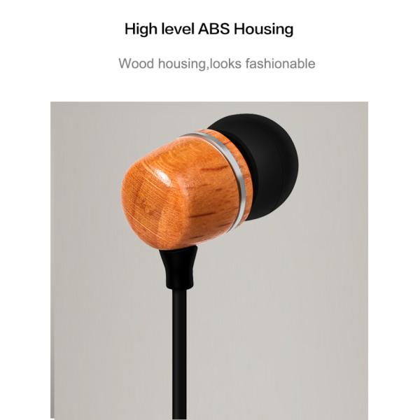 Wooden 98dB Wired In Ear Earbuds Lightweight Music Sound Earphones