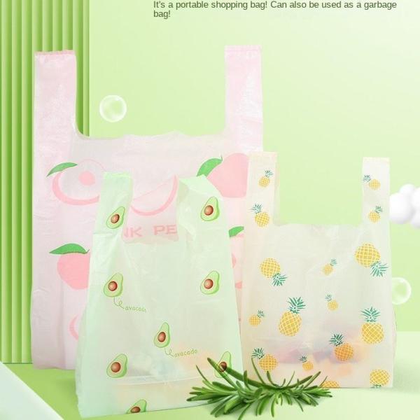Cute Pink Peach Heart Embossed Printed Side Gusset Bag Thickened PE Supermarket Use Garbage Packing Fruit Bag Recyclable
