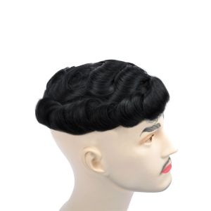 Natural Black Full Lace Stock Hair System 7x9 Medium Density Mens Toupee
