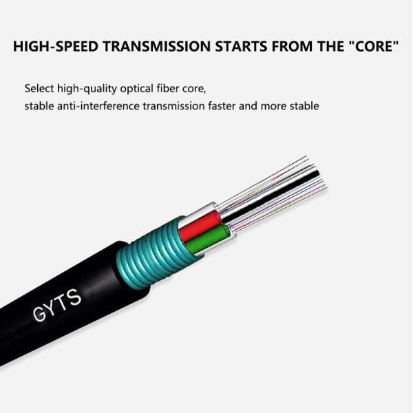 GYTS GYTA 12 24 48 96 Core Fiber Optic Cable Black Outdoor Armored Cable