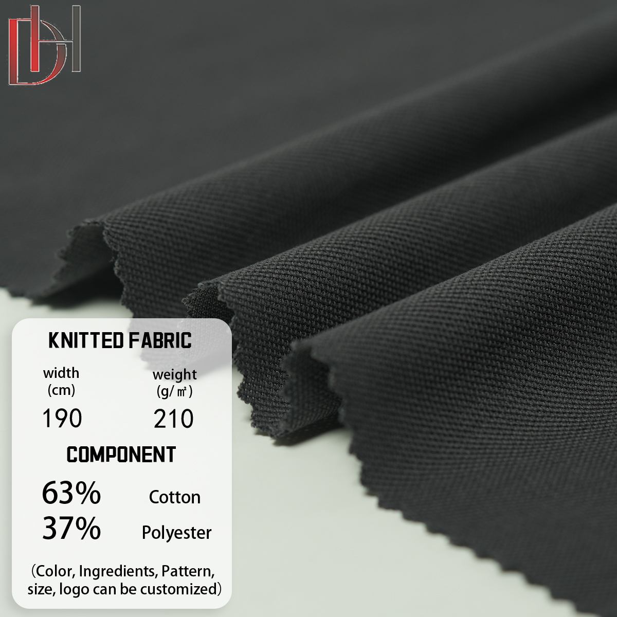 Wholesale Breathable Double Pique Fabric 63% Cotton 37% Polyester 210gsm For Garment Factories