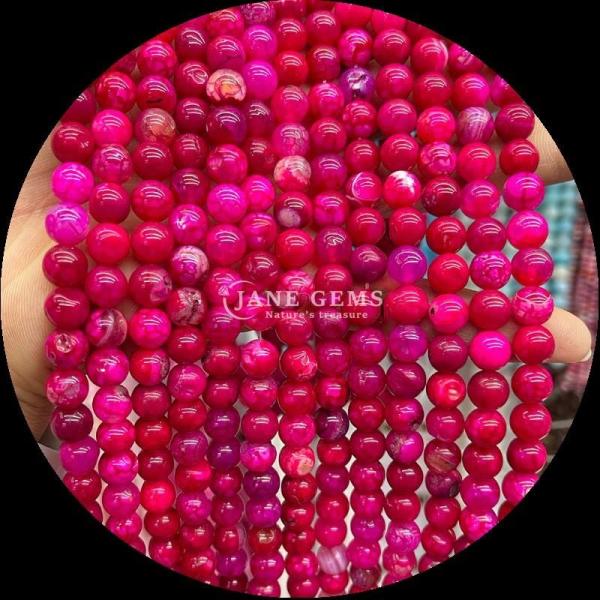 Natural Gems Bead Round Cut Fire Agate Loose Bead Strands for Beaded Clothing Embellishments Made
