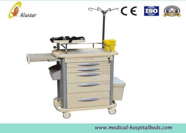 Hospital ABS Emergency Medical Trolley Crash Cart With Steel Guard Rail (ALS-ET123 Old)