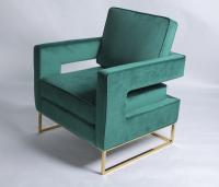 Modern Gold Stainless Steel Legs Green Velvet Occasional Chair