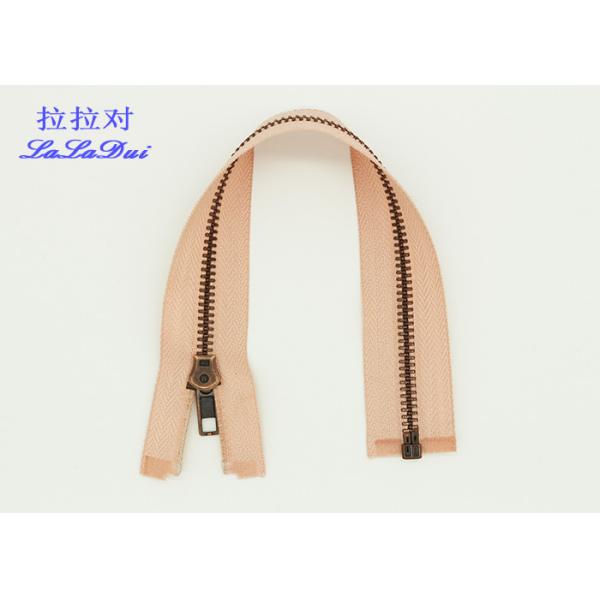 Polished Close End Metal Jacket Zippers Gunmetal Teeth Auto - Lock With Hook Puller