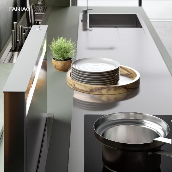 Moderno Desenhos Estilo Construído em personalizado Full Home Mobiliário Cozinha Completa Verde Melamina Gabinete de Cozinha Com Ilhas