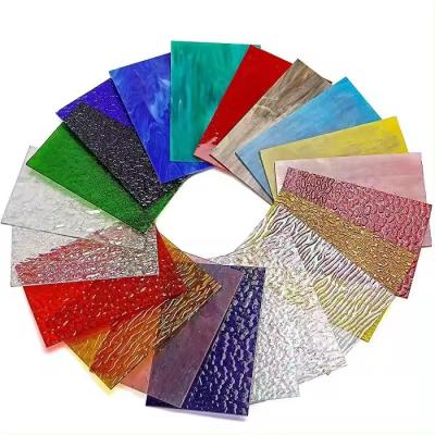 Colorful Decorative Toughened Glass Green Red Stained Glass Window Panels
