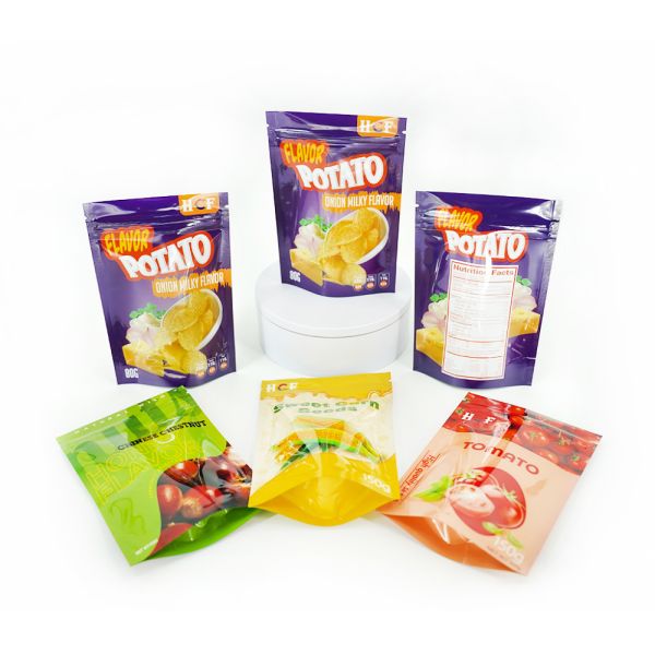 Zipper Seal PE Potato Chips Aluminum Foil Plastic Bag Custom Printed Food Pouch Package Stand Up Mylar Bags Recyclable 1 oz Customized Logo Printing