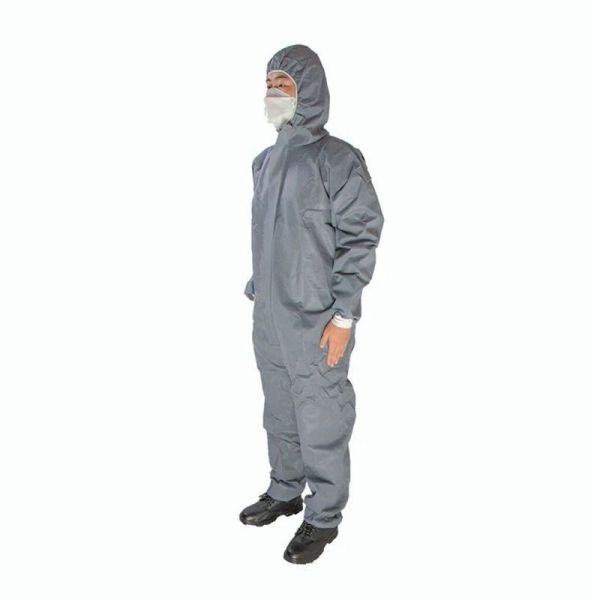 50g Gray SMS Material Protective Coverall with Elastic Hood and Cuffs – CE Certified Disposable PPE Suit