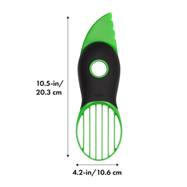 Посуда 3 нержавеющей стали кухни в 1 инструменте зеленого цвета Slicer авокадоа