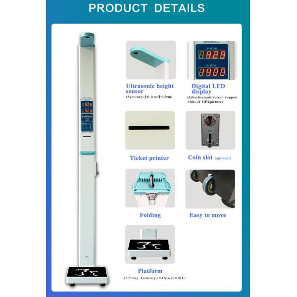 500kg Medical Body BMI Weight Scale Ultrasonic Height And Weight Measurement Scale