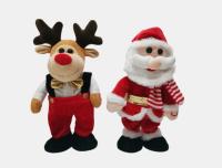 Danse de chant Santa And Reindeer ondulée 32cm avec du coton de pp à l'intérieur