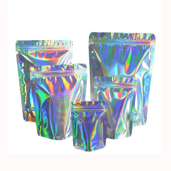 Durable Eco Friendly Zip Pouch Food Packaging CMYK Holographic Stand Up Pouch