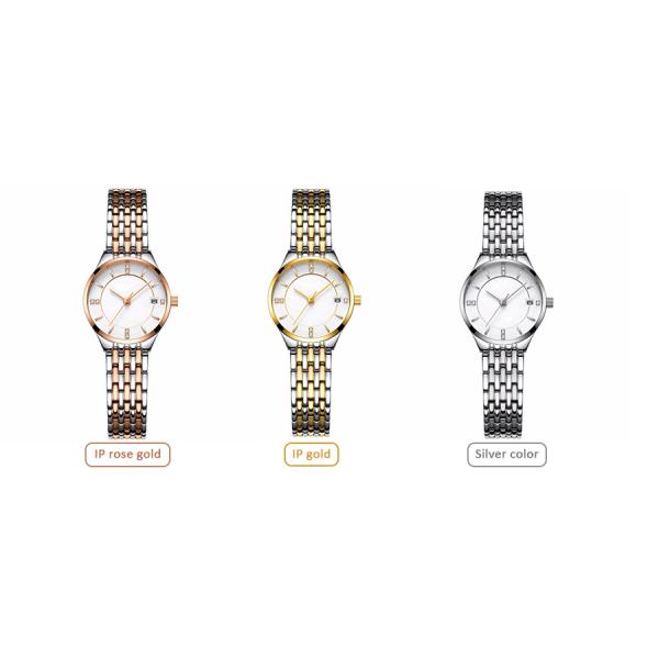 ODM Ladies Zinc Alloy Quartz Watch Stainless Steel Solid Band
