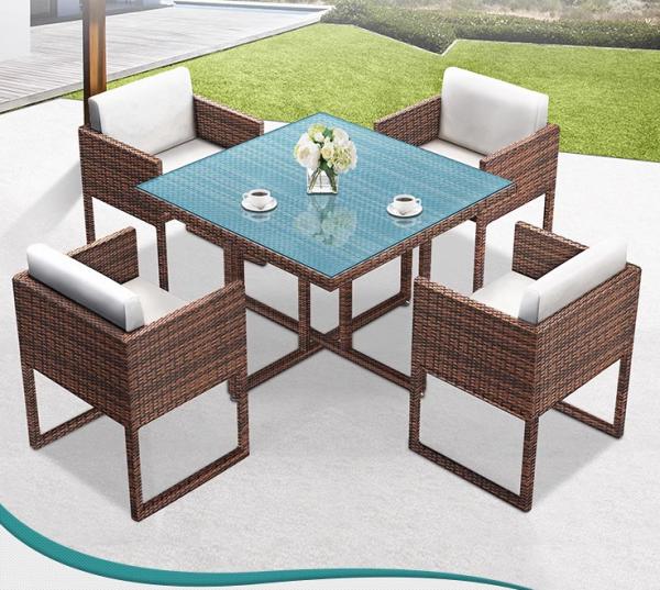 4 Seater Outdoor Dining Set Rattan Furniture Patio Rattan Dining Table Chair Set Wicker